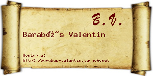 Barabás Valentin névjegykártya